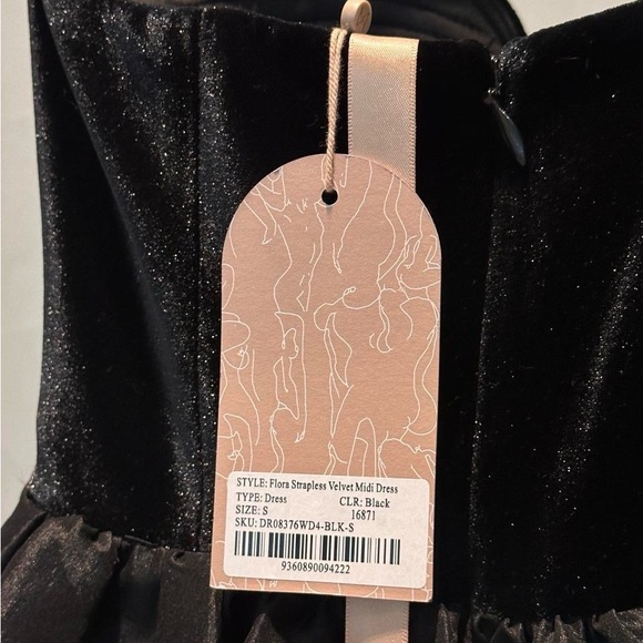 Meshki Black Strapless Plunging Midi Dress - Picture 7 of 8